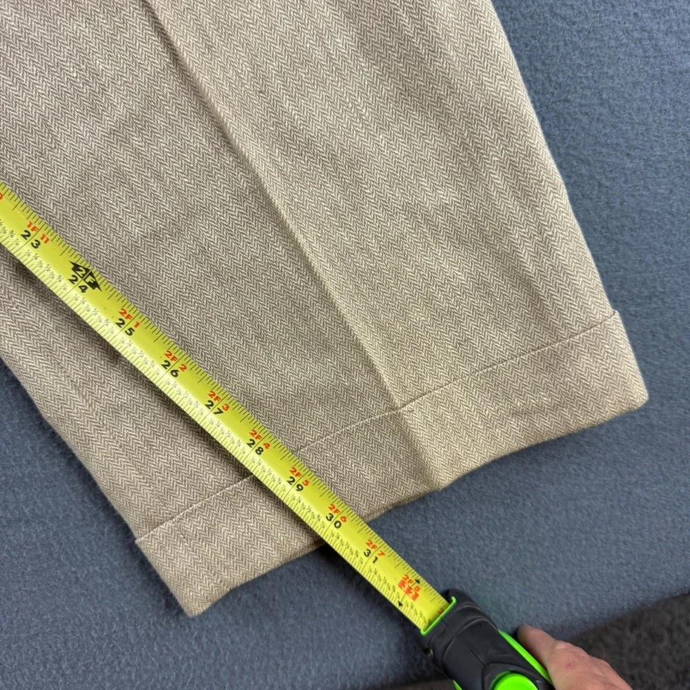 Vintage Polo Ralph Lauren Pants Men 38x30 (Fit 36x30) Beige Linen Double Pleated